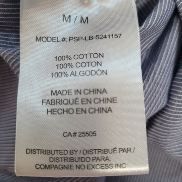 Passport Men's Size M Button Up Micro Stripe Shirt Blue - Picture 4 of 10